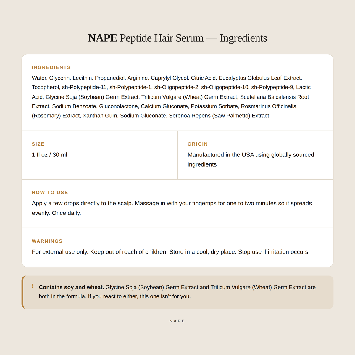 NAPE Peptide Hair Serum